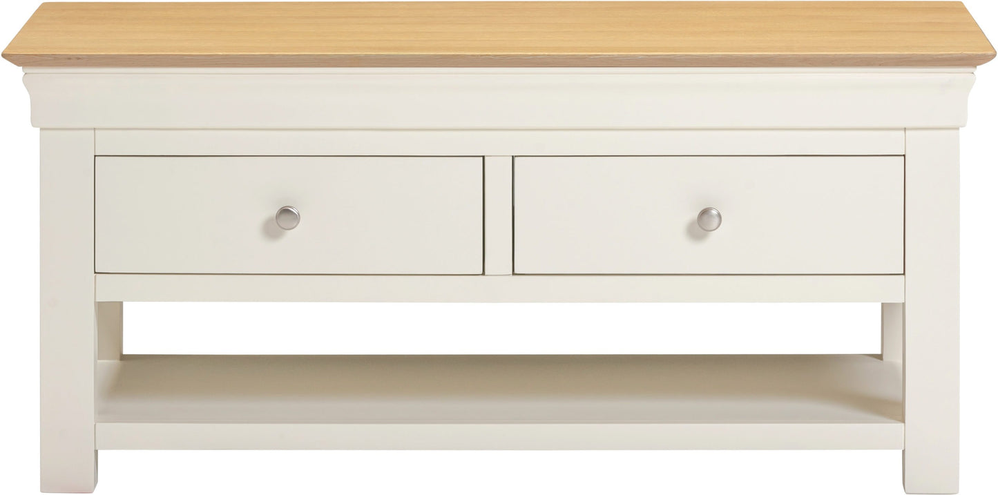 Bordeaux 2 Drawer Coffee Table - Ivory/Oak