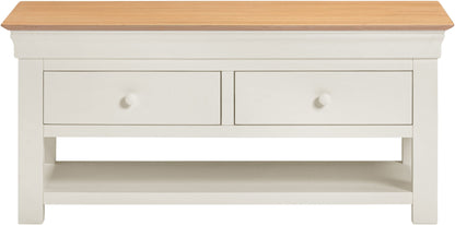 Bordeaux 2 Drawer Coffee Table - Ivory/Oak