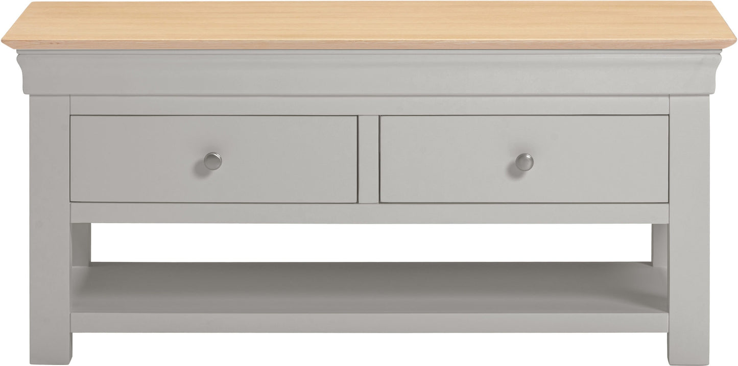 Bordeaux 2 Drawer Coffee Table - Pebble Grey/Oak