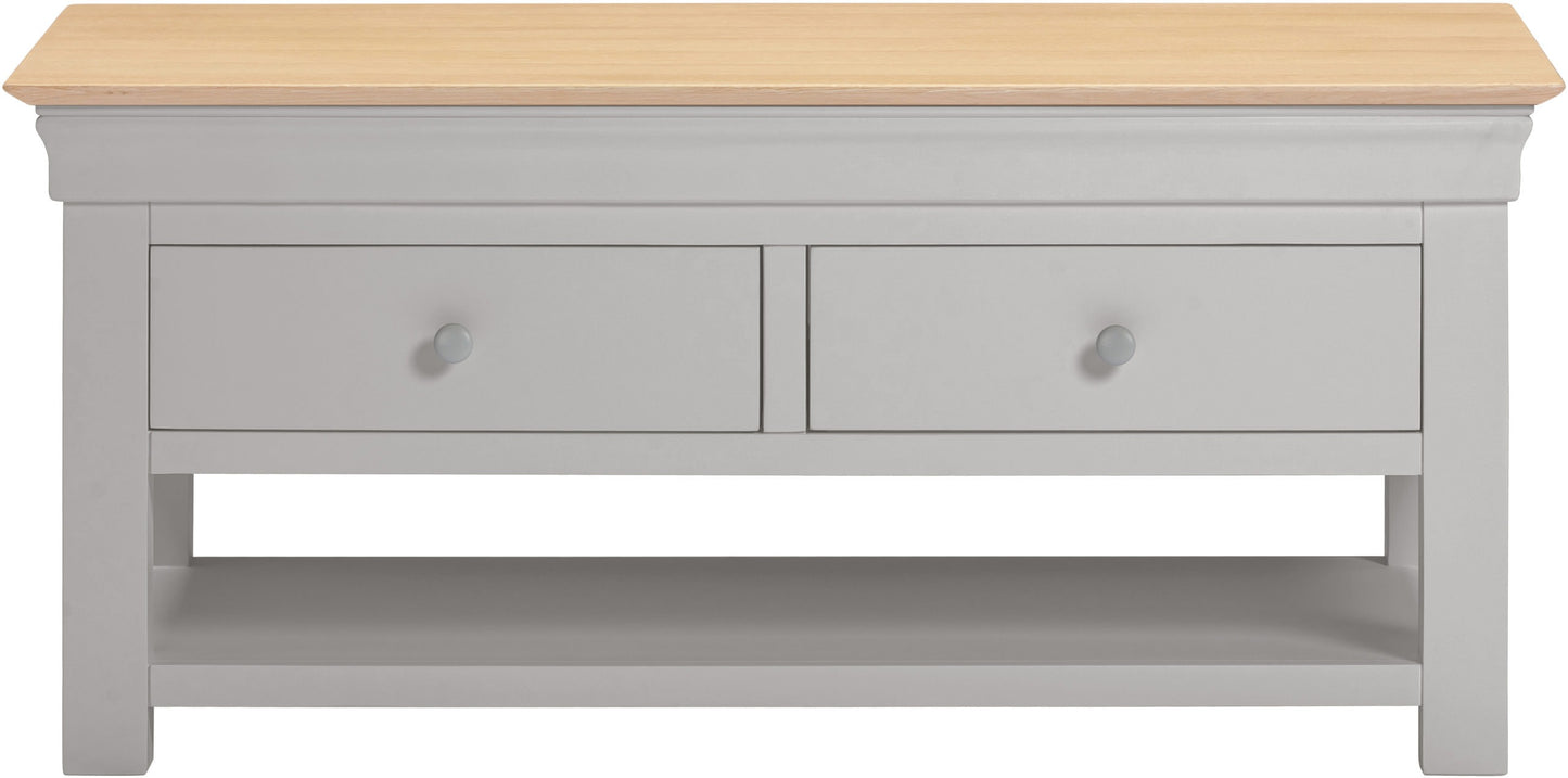 Bordeaux 2 Drawer Coffee Table - Pebble Grey/Oak