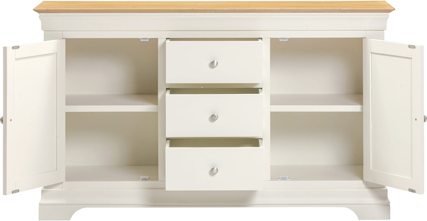 Bordeaux 2 Door 3 Drawer Sideboard - Ivory/Oak