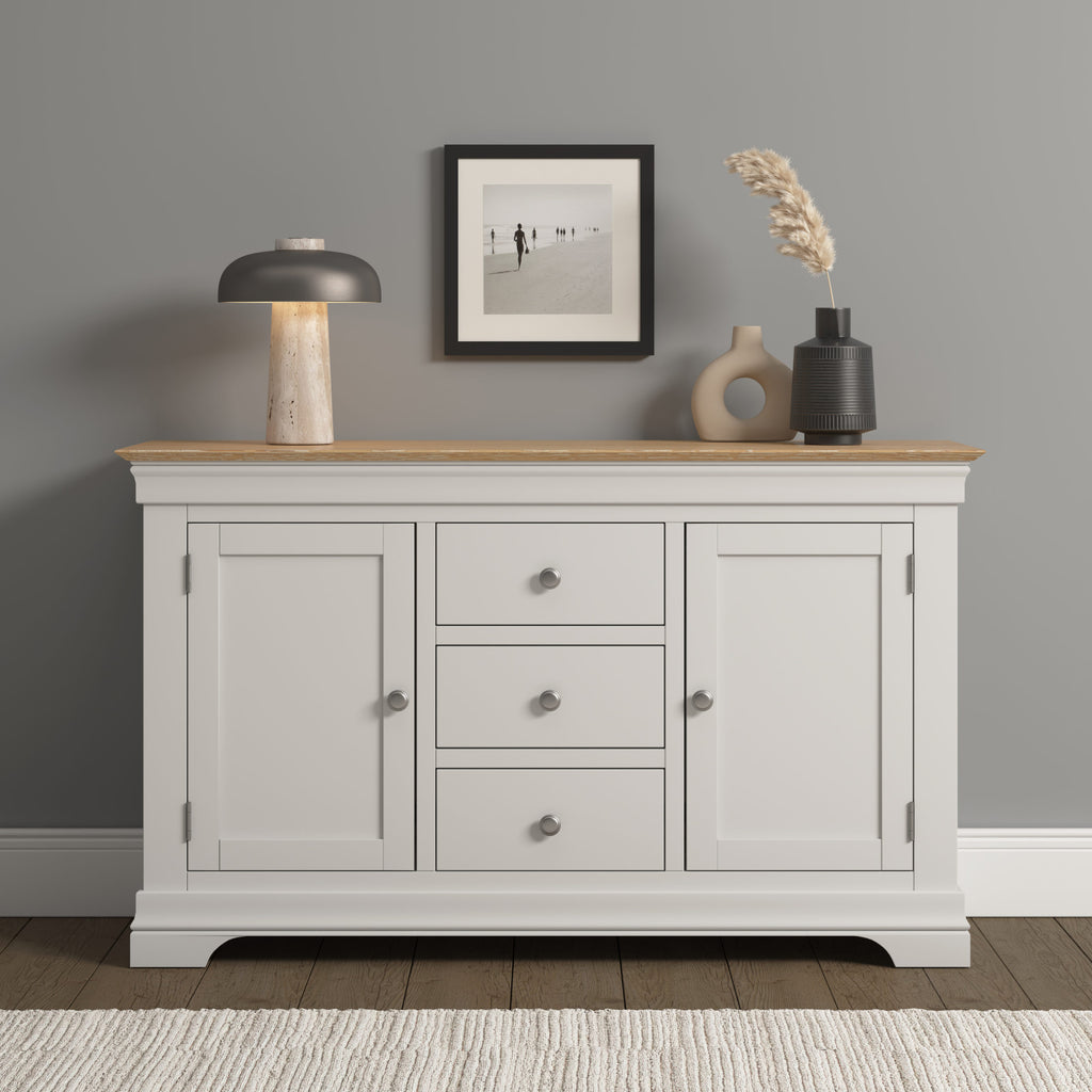 Bordeaux 2 Door 3 Drawer Sideboard - Ivory/Oak
