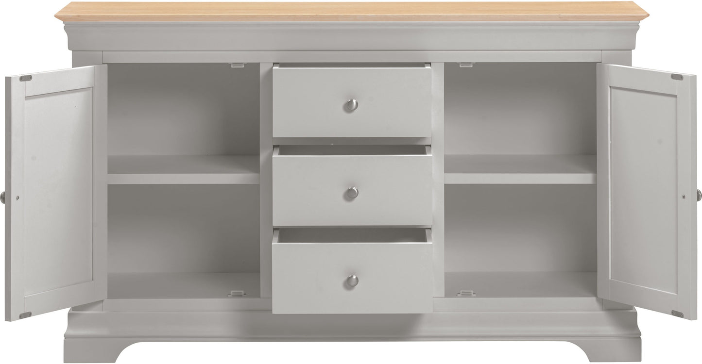 Bordeaux 2 Door 3 Drawer Sideboard - Pebble Grey/Oak