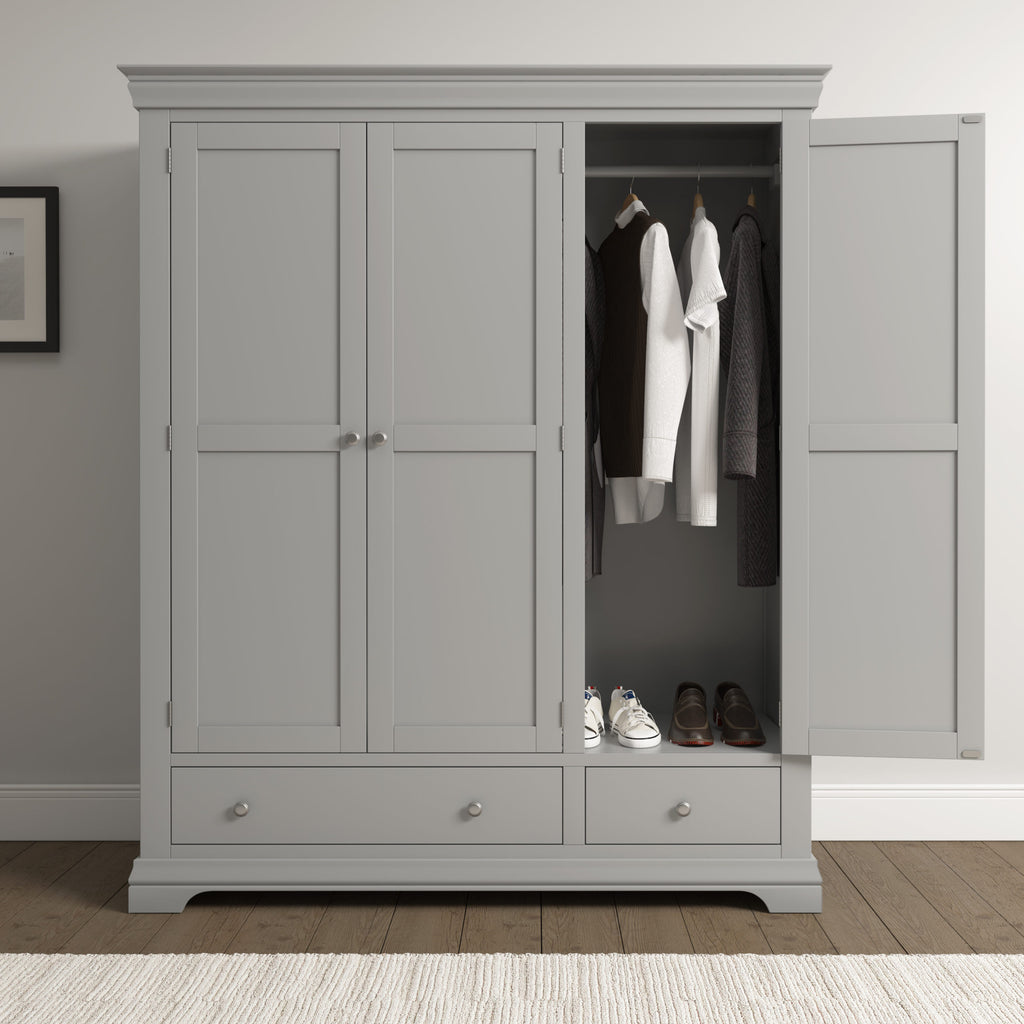 Bordeaux 3 Door Wardrobe - Pebble Grey