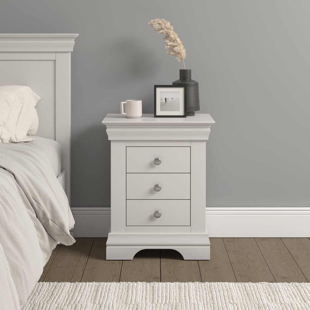 Bordeaux 3 Drawer Bedside - Ivory