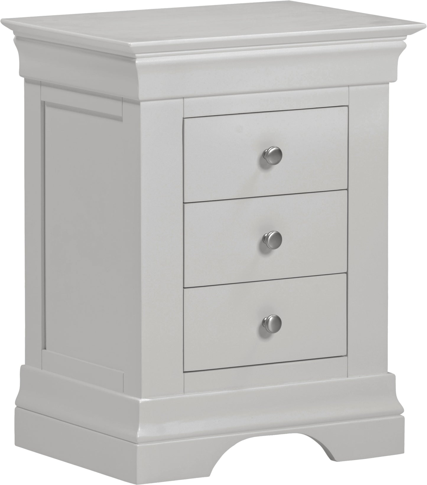 Bordeaux 3 Drawer Bedside - Pebble Grey