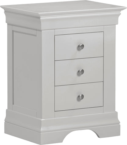 Bordeaux 3 Drawer Bedside - Pebble Grey