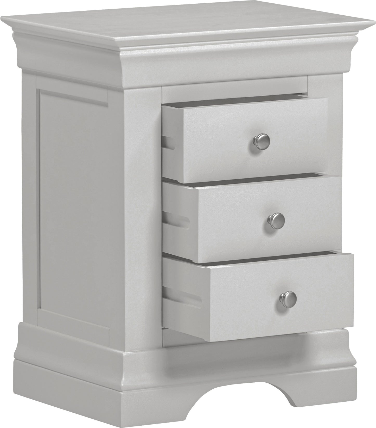 Bordeaux 3 Drawer Bedside - Pebble Grey