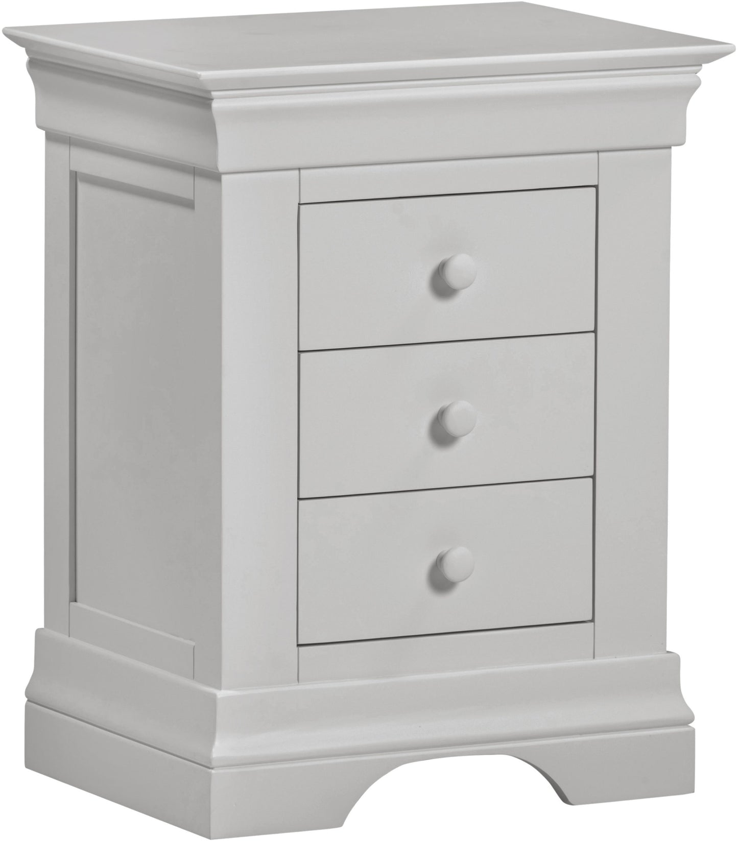 Bordeaux 3 Drawer Bedside - Pebble Grey
