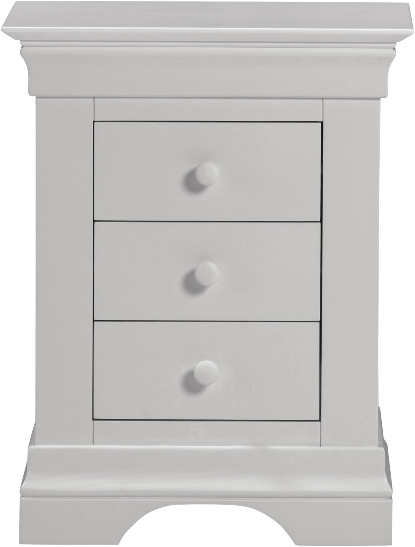 Bordeaux 3 Drawer Bedside - Pebble Grey