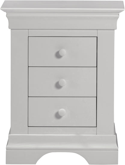 Bordeaux 3 Drawer Bedside - Pebble Grey