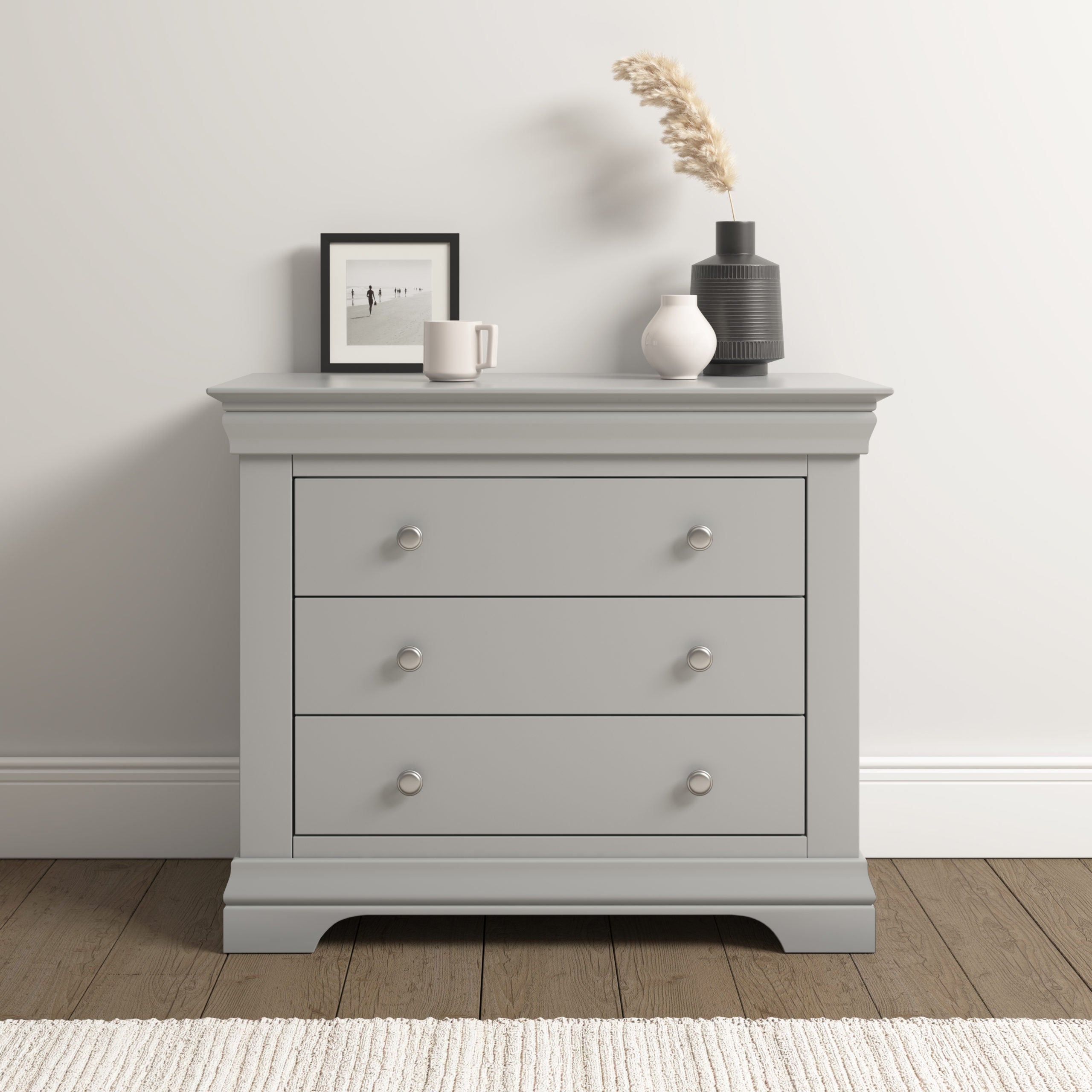 Bordeaux 3 Drawer Chest - Pebble Grey