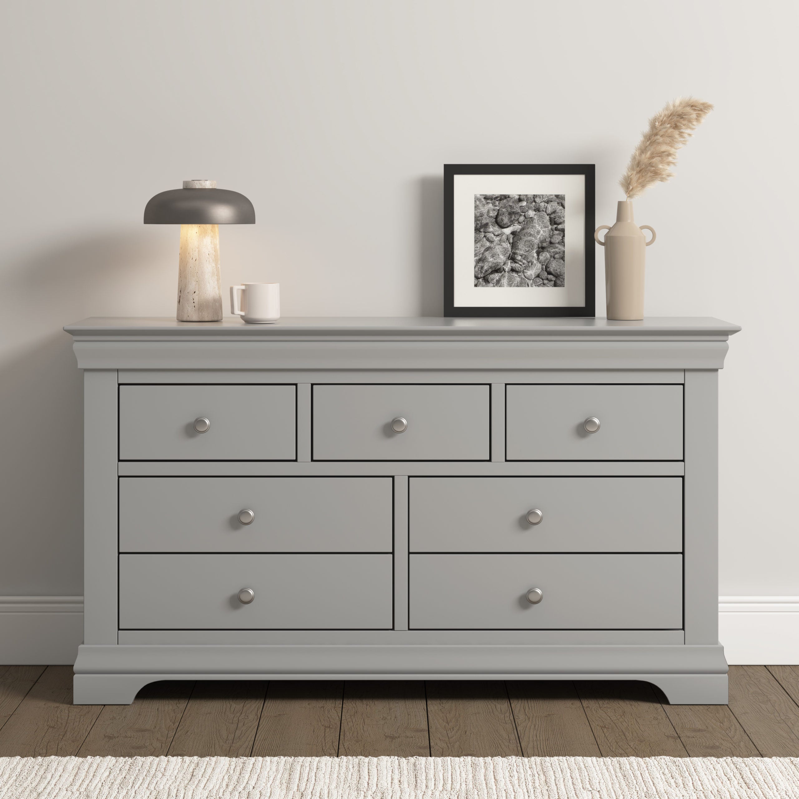 Bordeaux 3+2 Drawer Chest - Pebble Grey