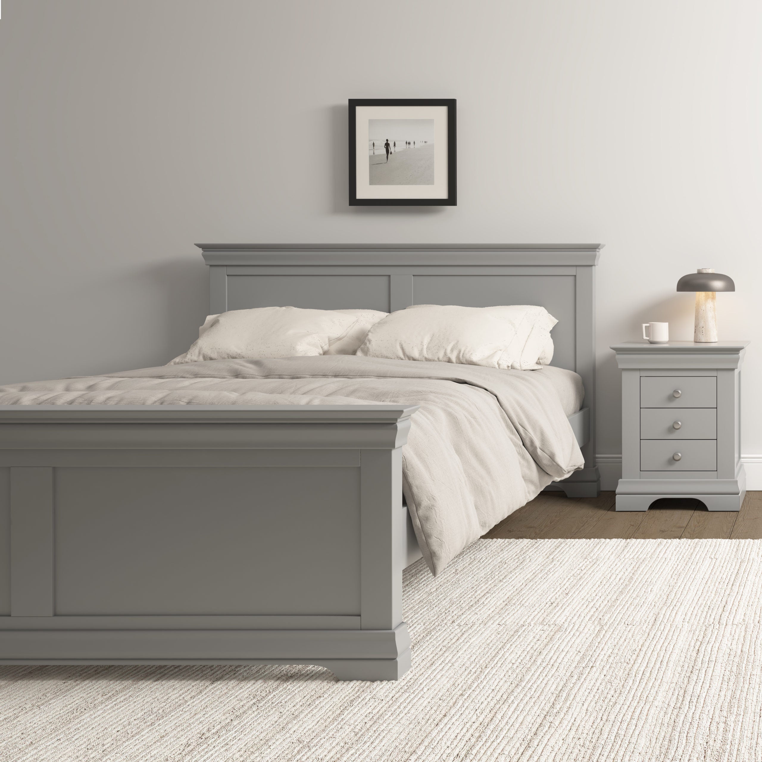 Bordeaux 5' High End Bed - Pebble Grey