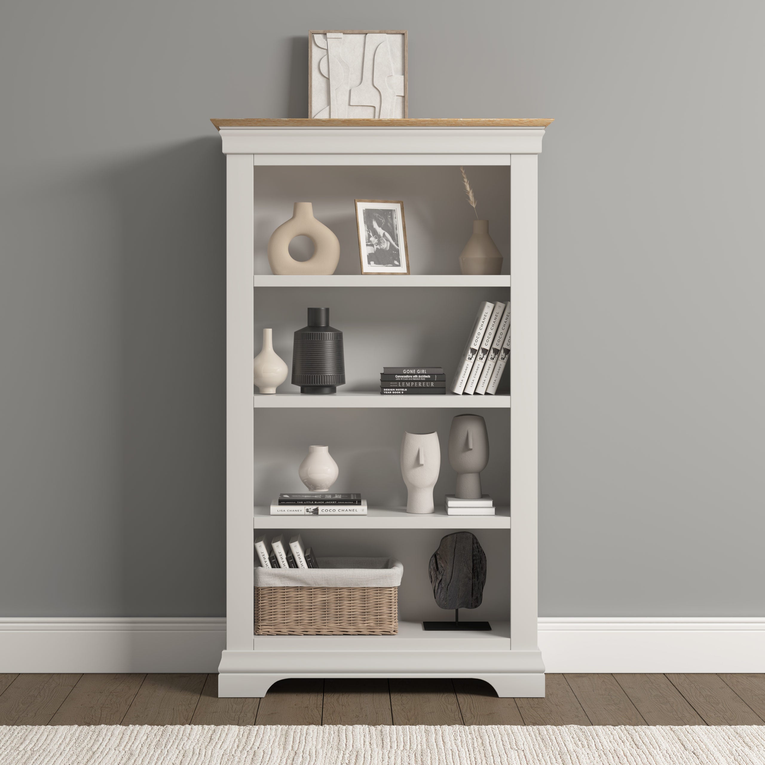 Bordeaux Bookcase - Ivory/Oak
