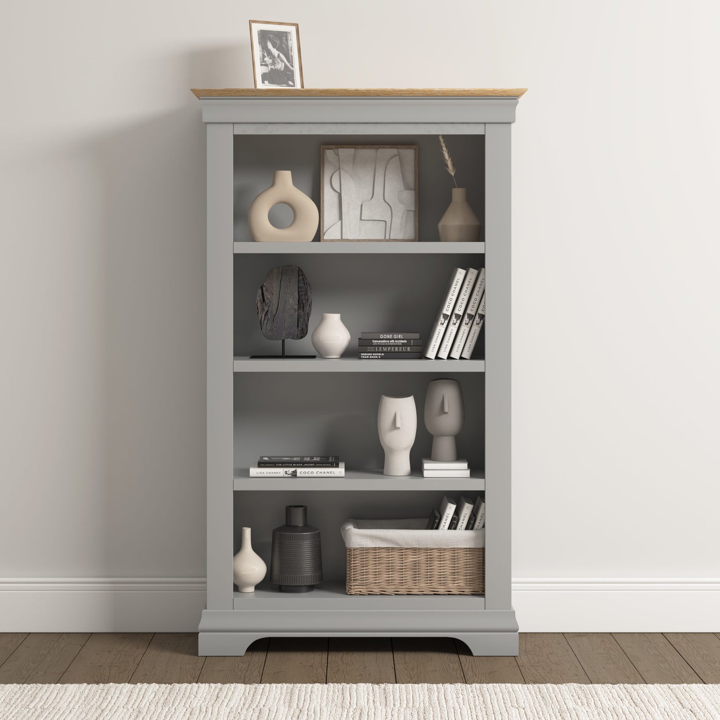 Bordeaux Bookcase - Pebble Grey/Oak