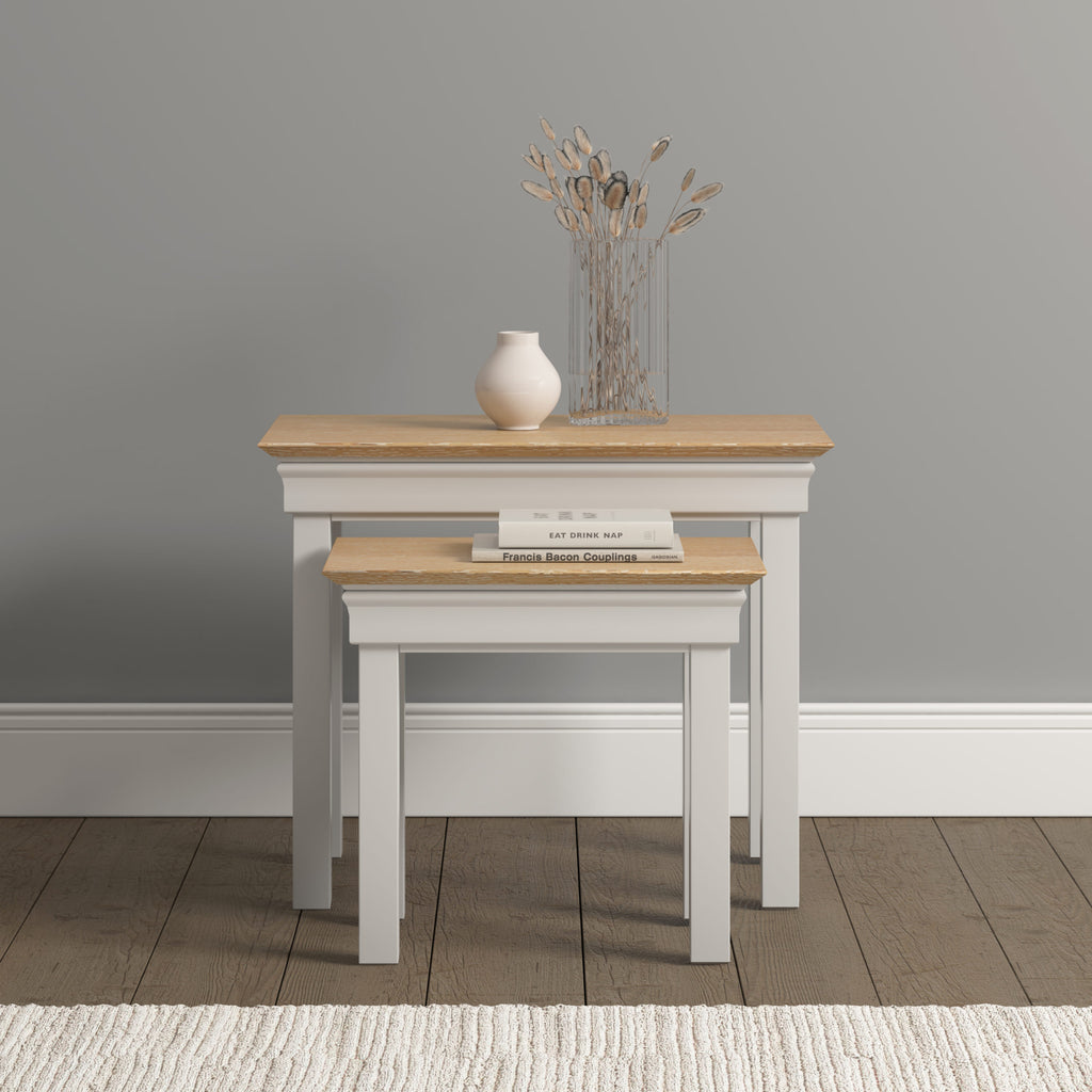 Bordeaux Nest Of 2 Tables - Ivory/Oak