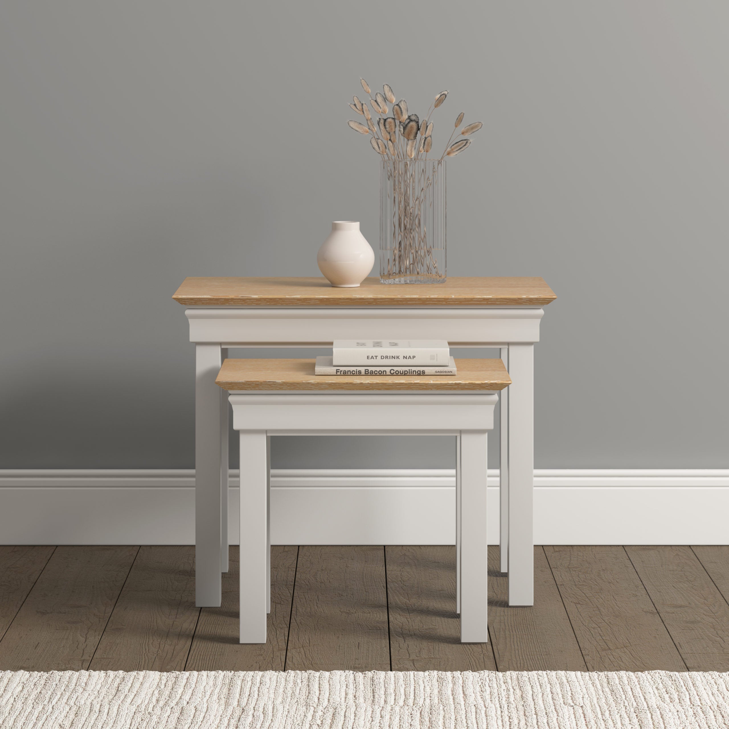 Bordeaux Nest Of 2 Tables - Ivory/Oak