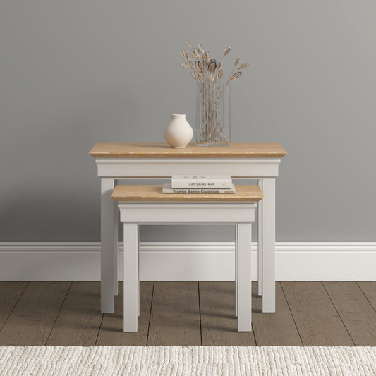Bordeaux Nest Of 2 Tables - Ivory/Oak