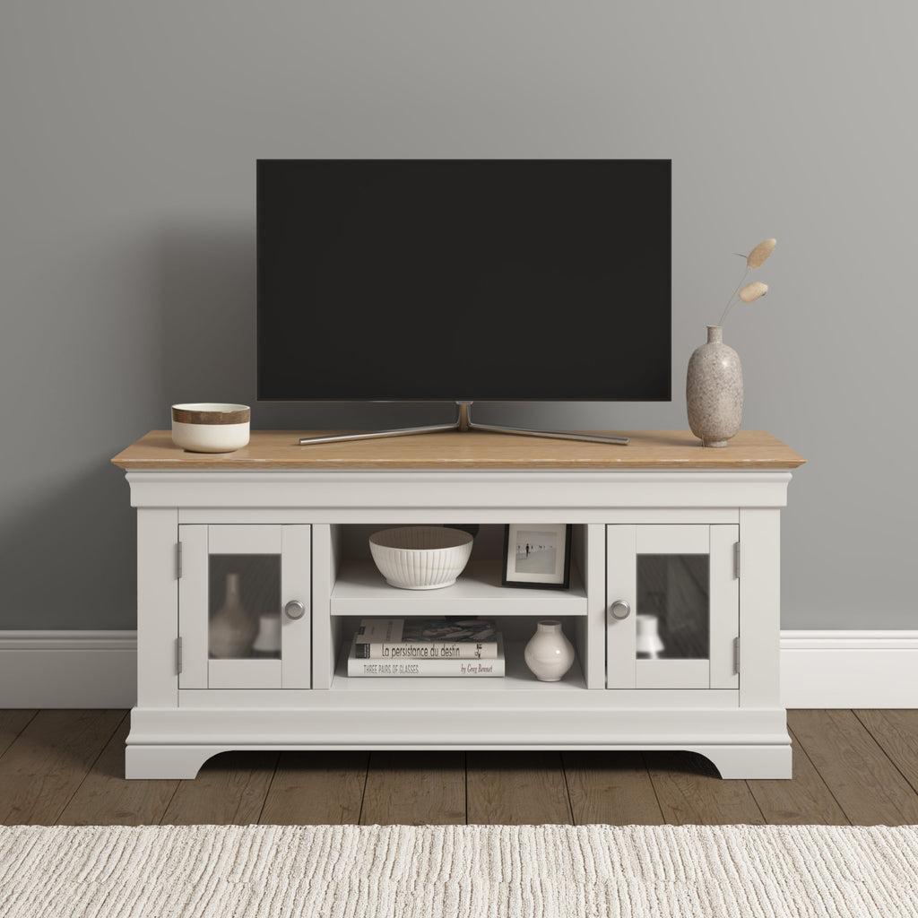 Bordeaux Small Tv Stand - Ivory/Oak