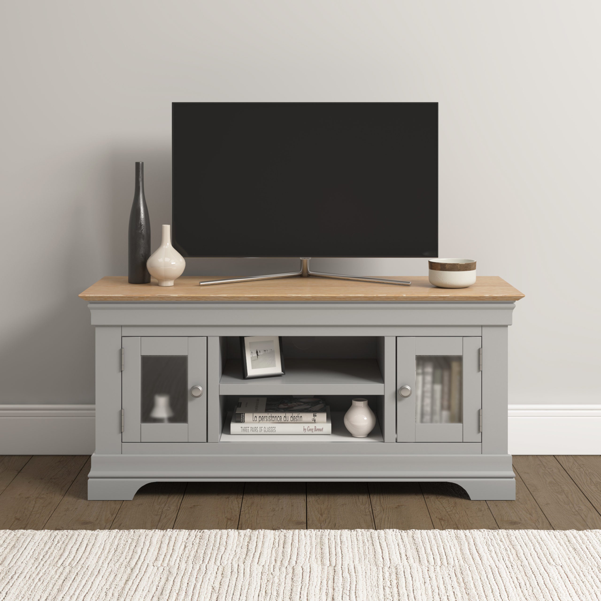 Bordeaux Small Tv Stand - Pebble Grey/Oak