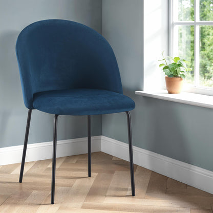 Boston Dining Chair (X4 Per Box) - Sapphire Blue Velvet