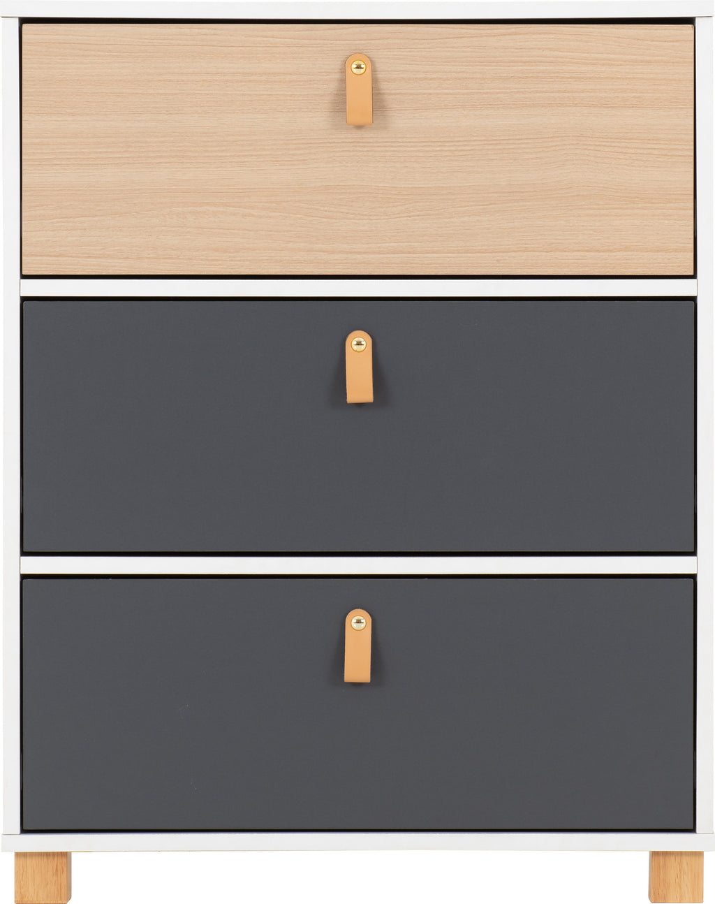 Brooklyn 3 Drawer Bedside - Oak Effect/Grey