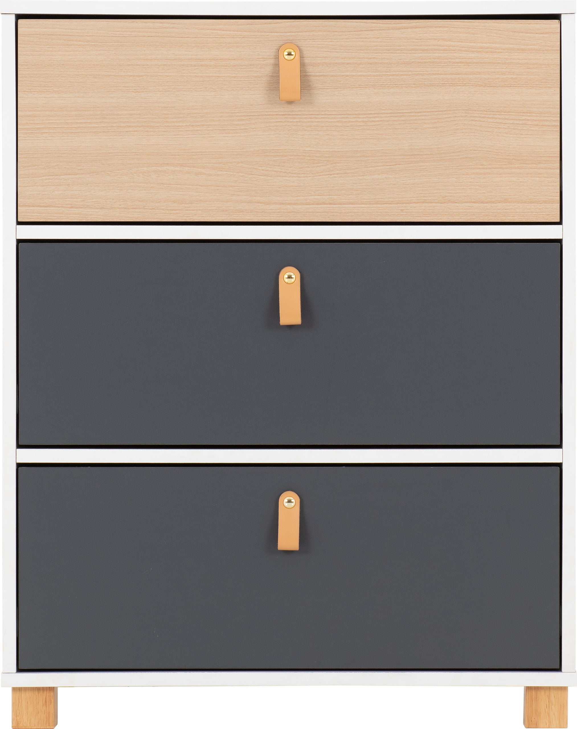 Brooklyn 3 Drawer Bedside - Oak Effect/Grey