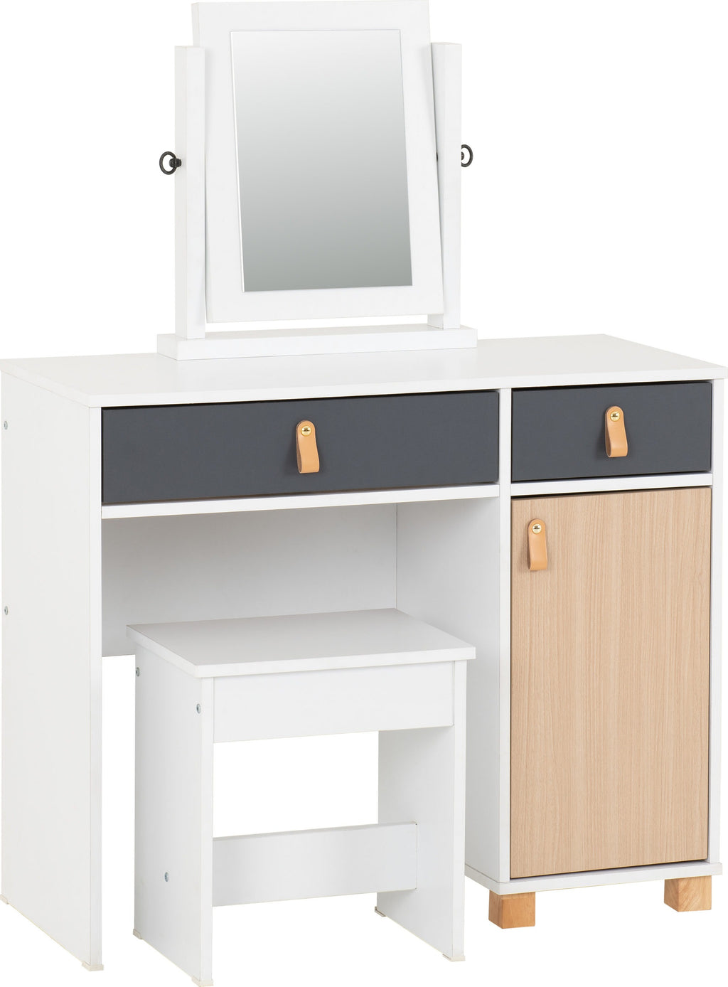 Brooklyn Dressing Table Set - Oak Effect/Grey