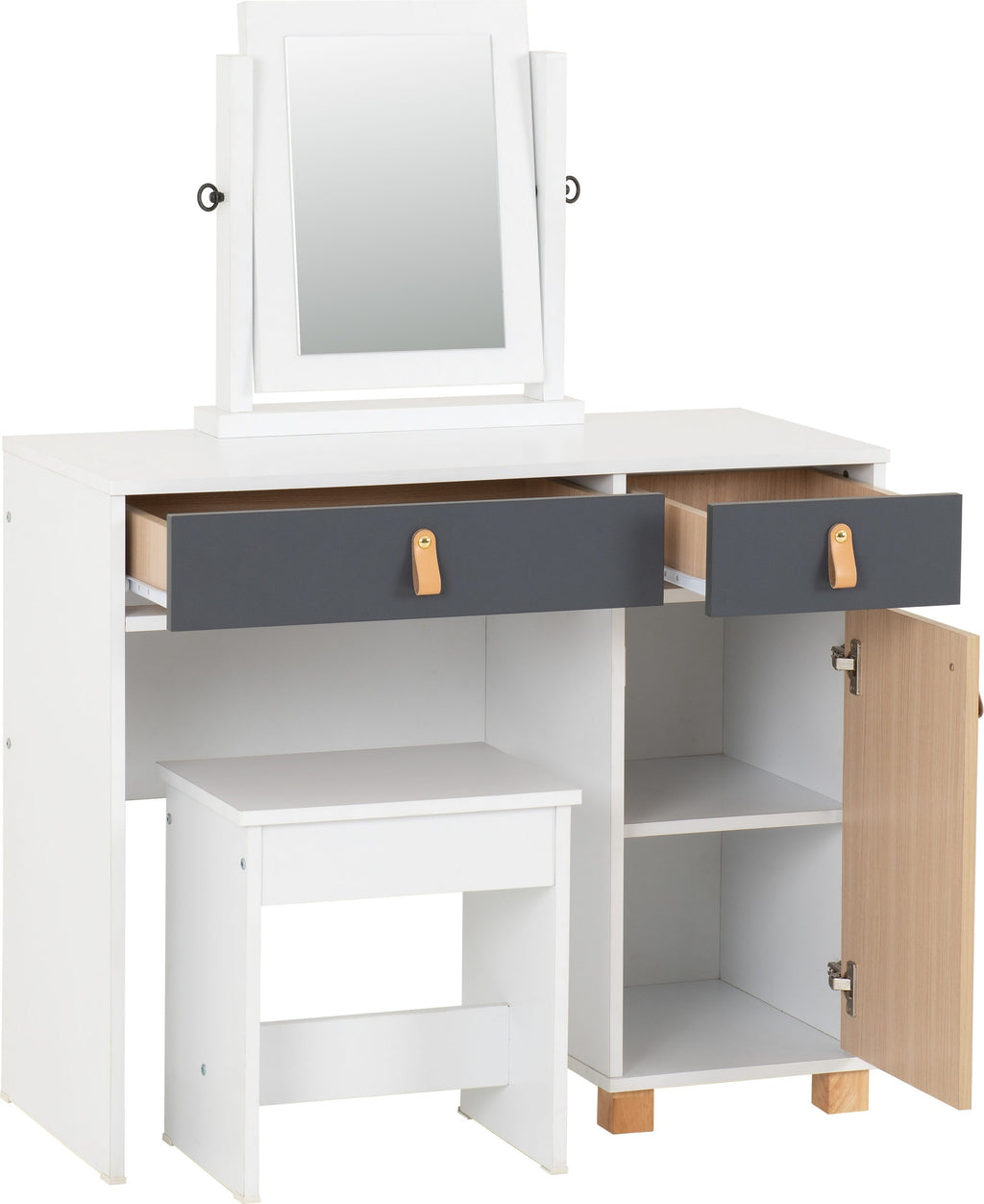 Brooklyn Dressing Table Set - Oak Effect/Grey