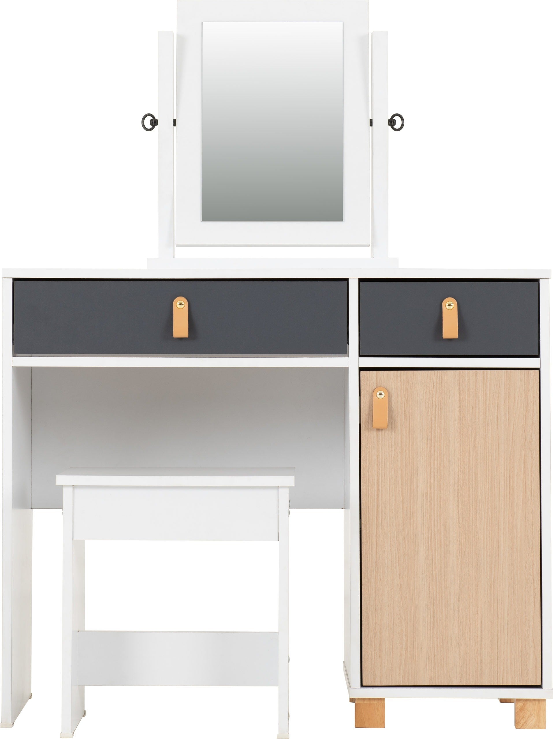 Brooklyn Dressing Table Set - Oak Effect/Grey