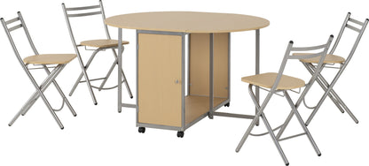 Budget Butterfly Dining Set - Beech/Silver