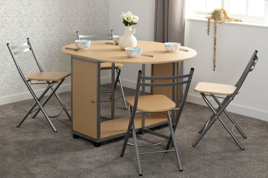 Budget Butterfly Dining Set - Beech/Silver