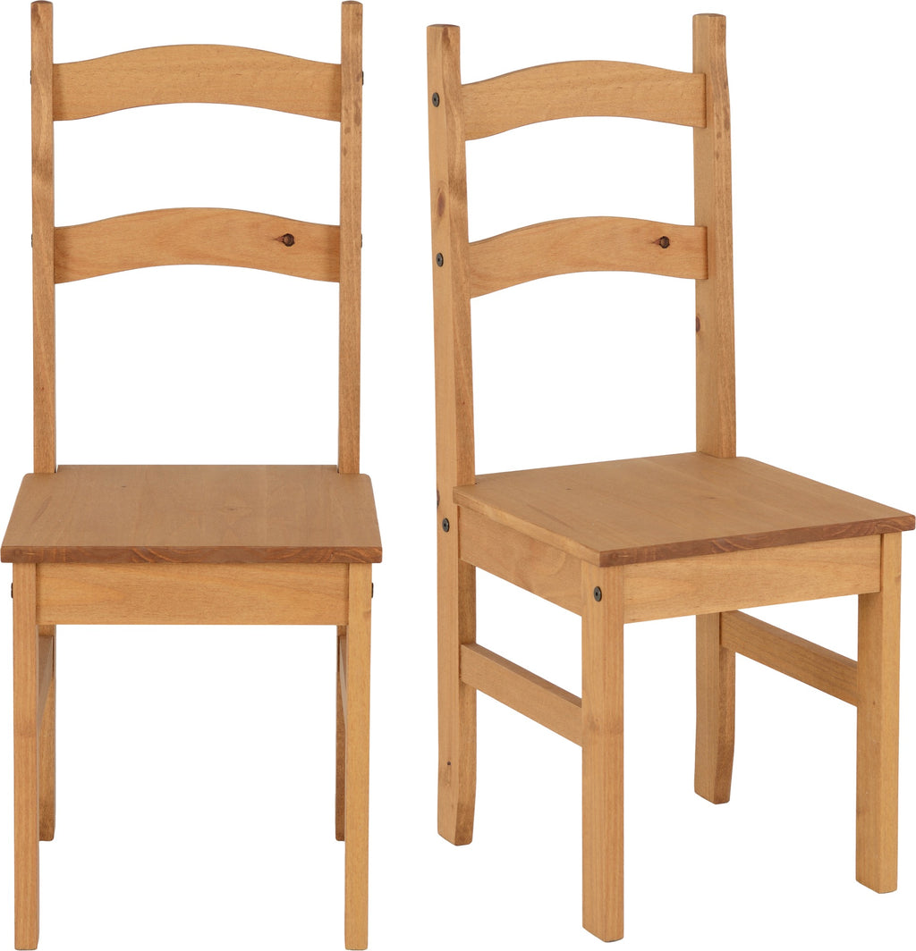 Budget Mexican Dining Chair (X2 Per Box) - Distressed Waxed Pine