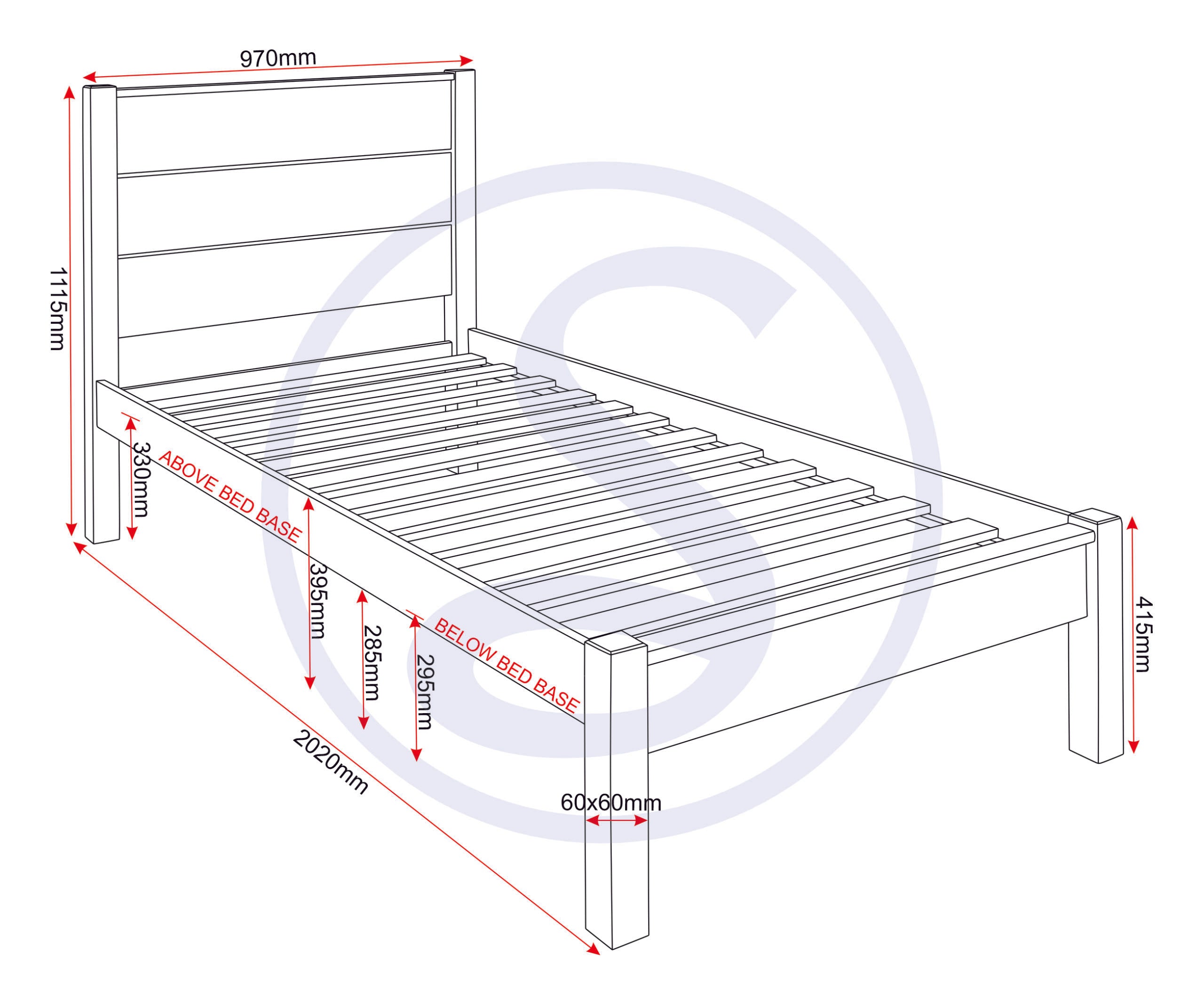 Barton 3' Bed - Waxed Pine