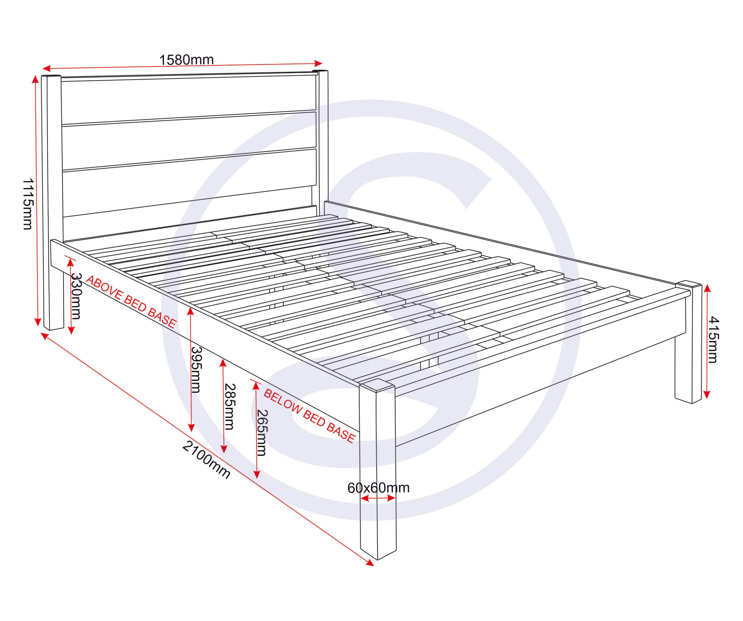 Barton 5' Bed - Waxed Pine