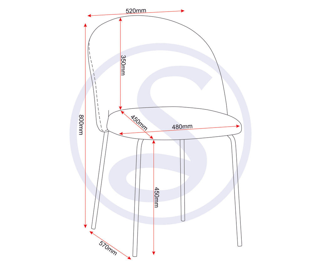 Boston Dining Chair (X4 Per Box) - Grey Velvet