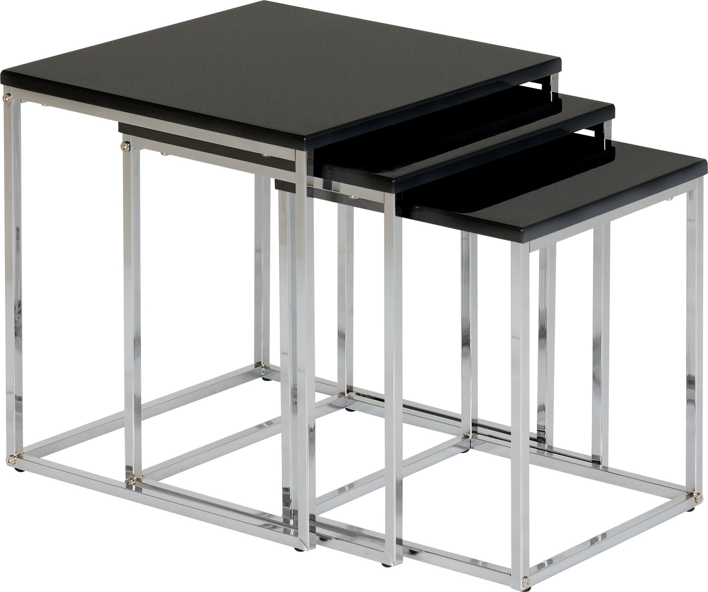 Charisma Nest Of Tables - Black Gloss/Chrome