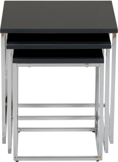 Charisma Nest Of Tables - Black Gloss/Chrome