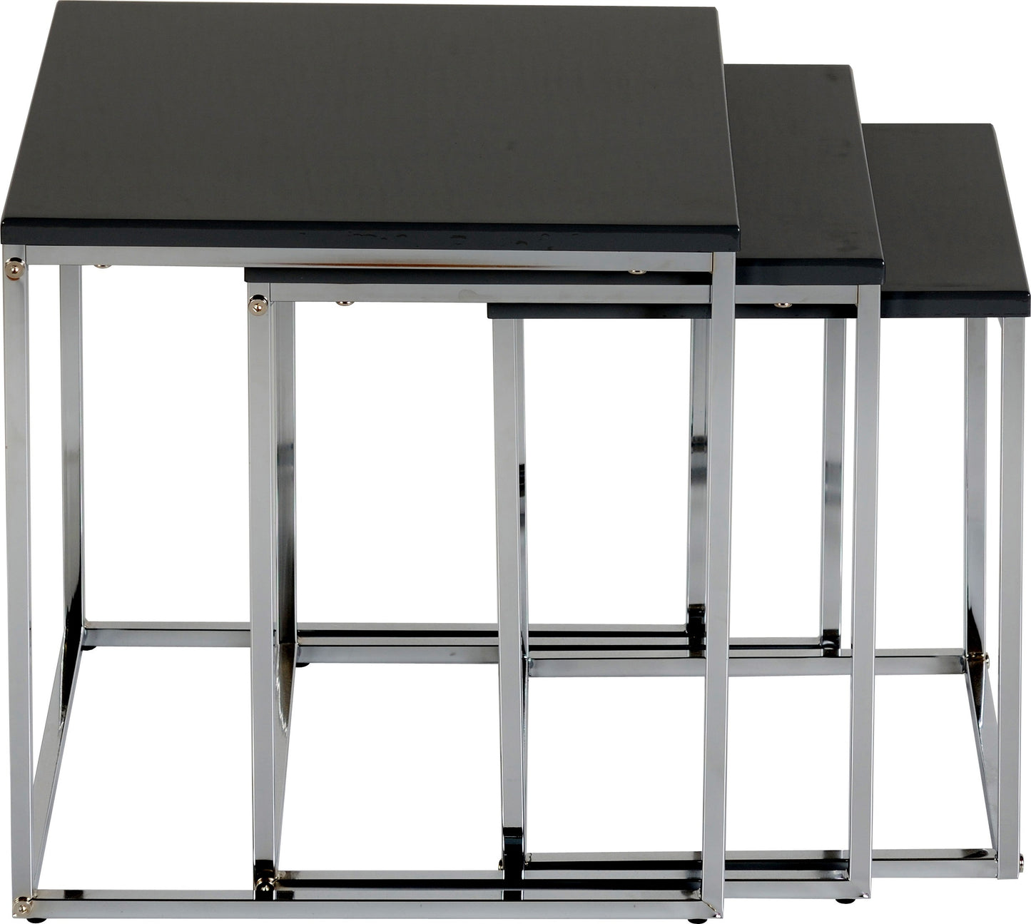 Charisma Nest Of Tables - Black Gloss/Chrome