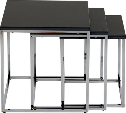 Charisma Nest Of Tables - Black Gloss/Chrome