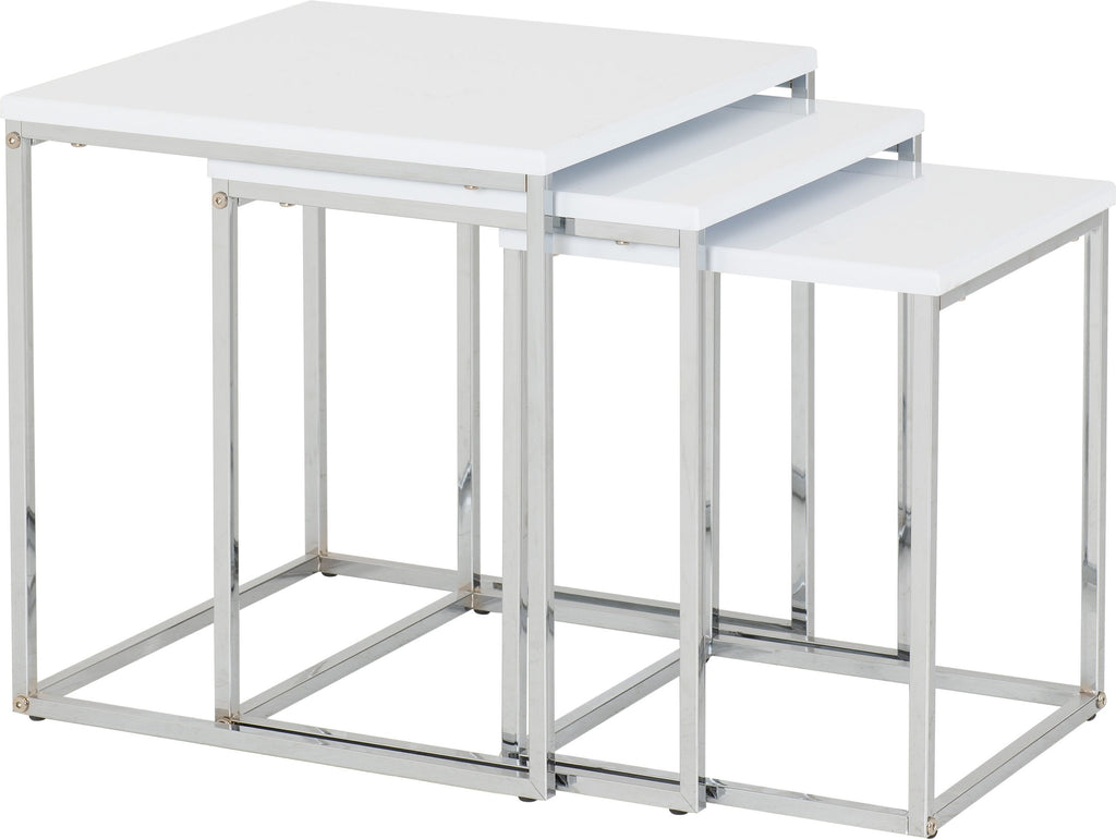 Charisma Nest Of Tables - White Gloss/Chrome