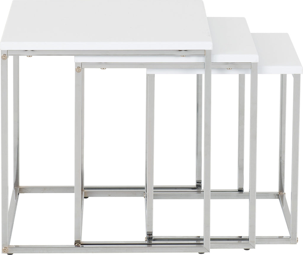 Charisma Nest Of Tables - White Gloss/Chrome