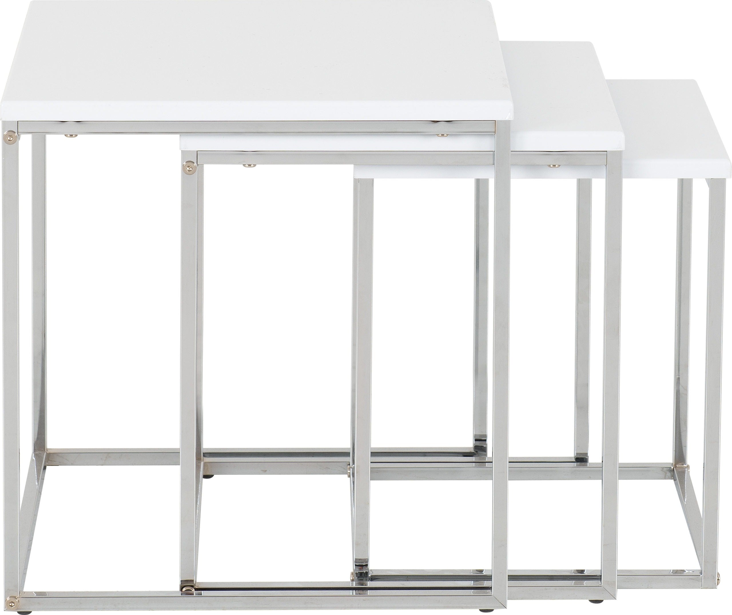 Charisma Nest Of Tables - White Gloss/Chrome