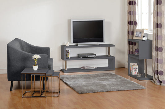 Charisma Nest Of Tables - Grey Gloss/Chrome