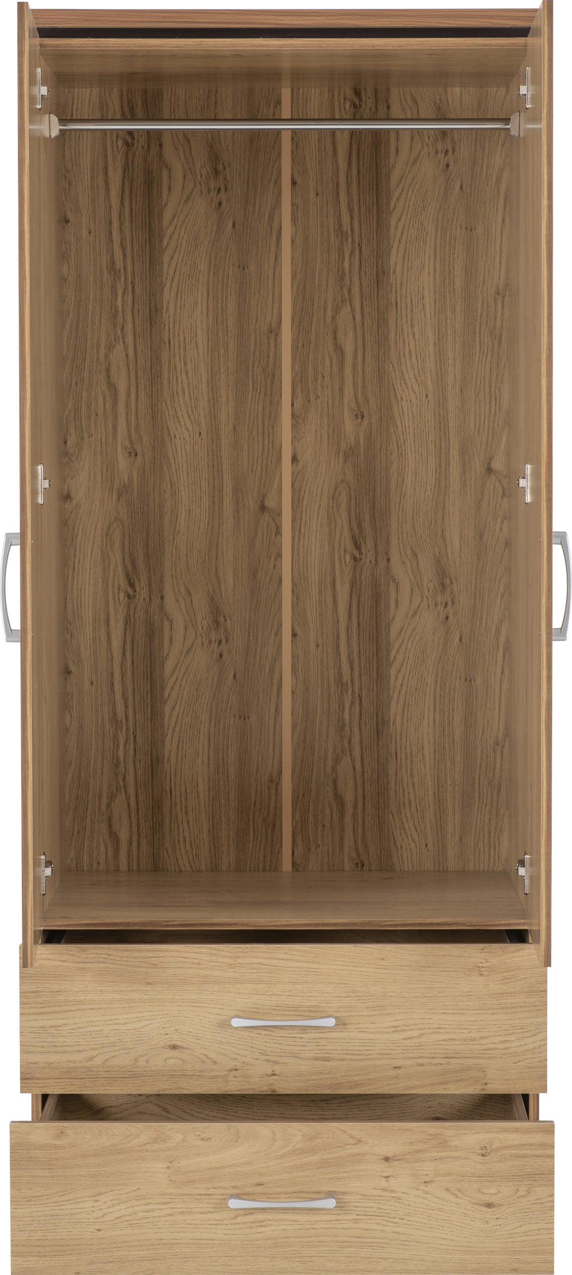 Charles 2 Door 2 Drawer Wardrobe - Oak Effect Veneer