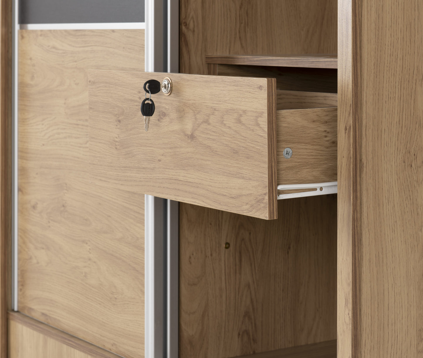 Charles 2 Door Slider Wardrobe - Oak Effect Veneer