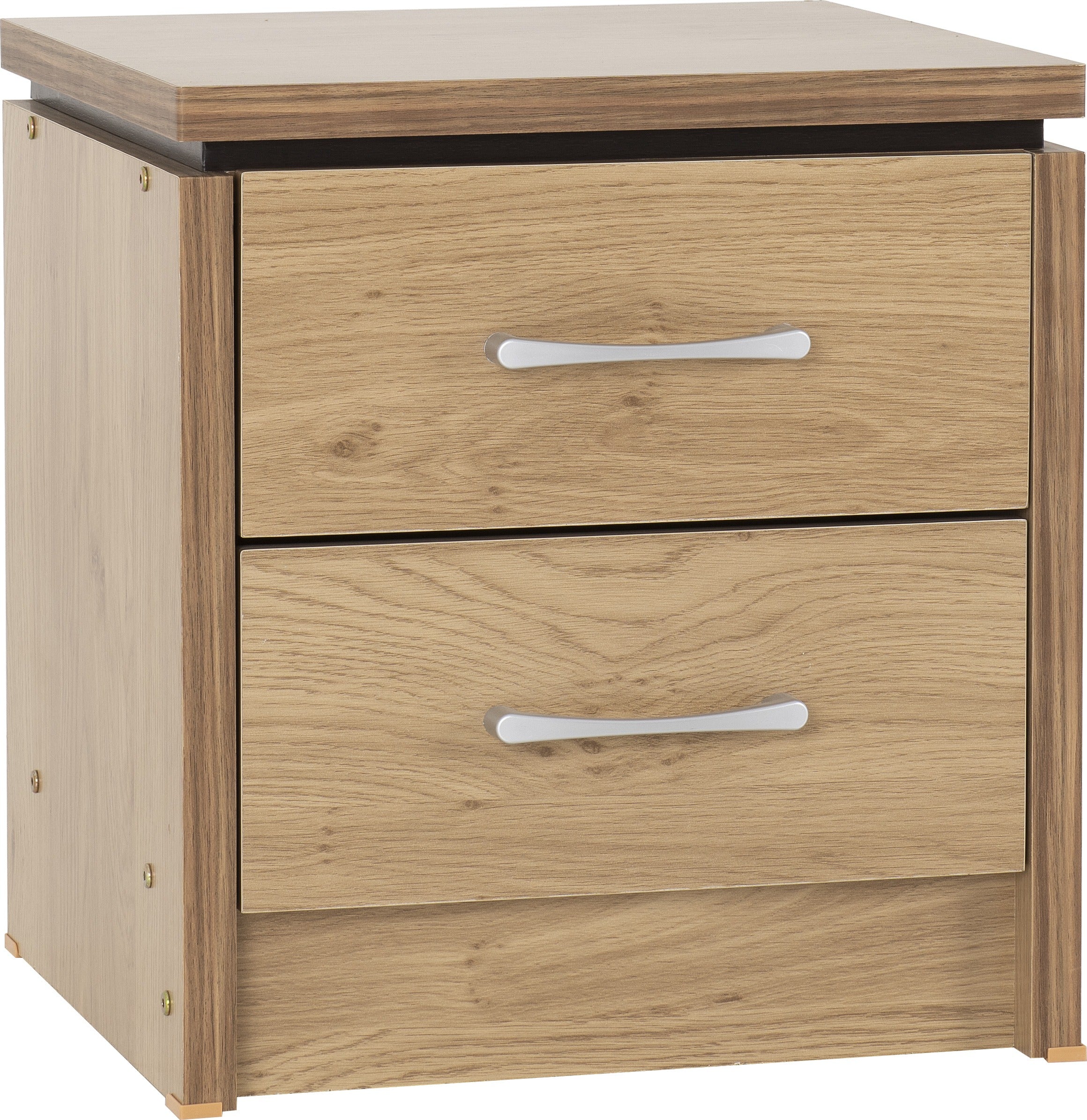 Charles 2 Drawer Bedside - Oak Effect Veneer