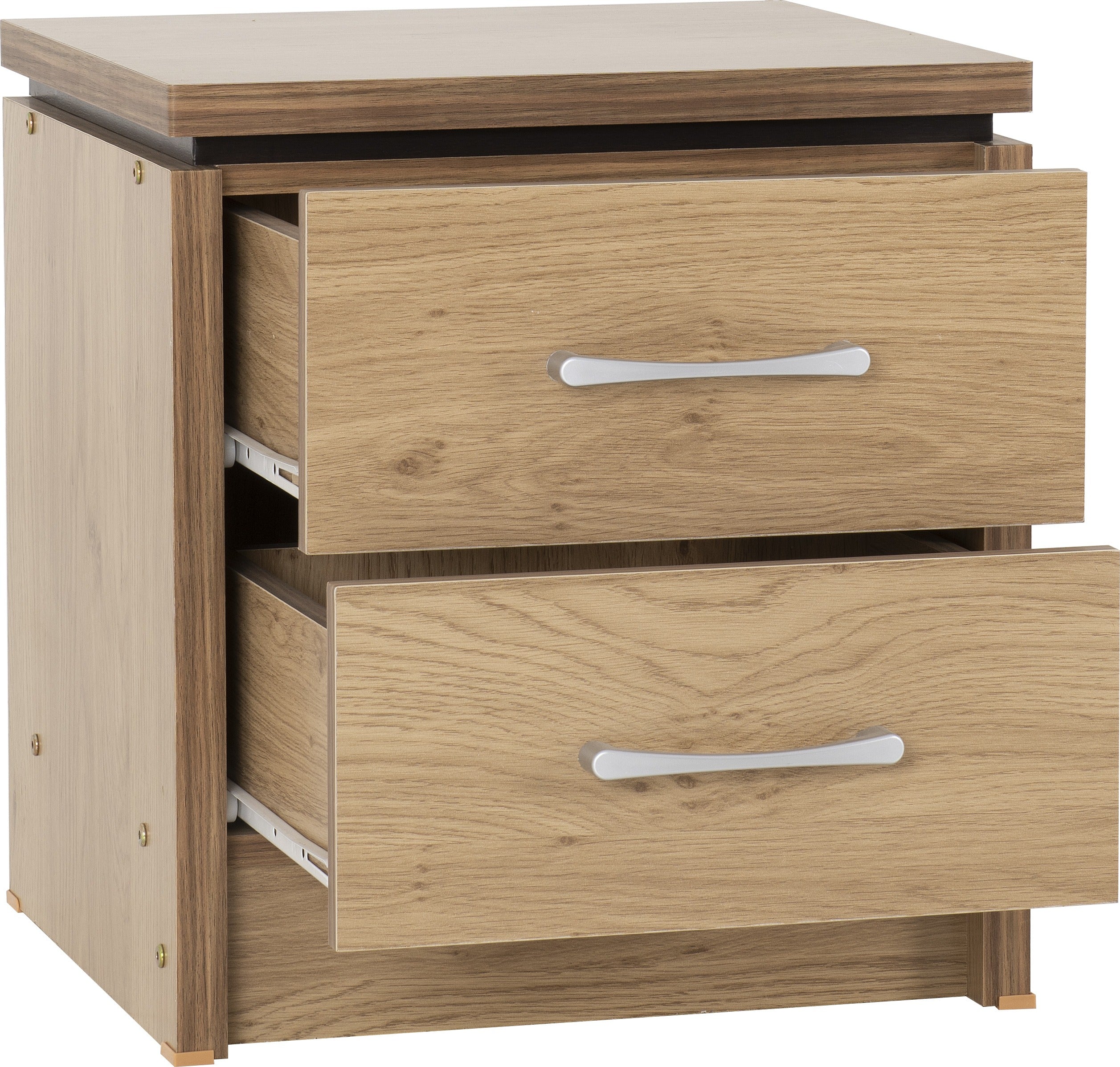 Charles 2 Drawer Bedside - Oak Effect Veneer