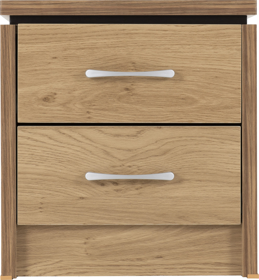 Charles 2 Drawer Bedside - Oak Effect Veneer
